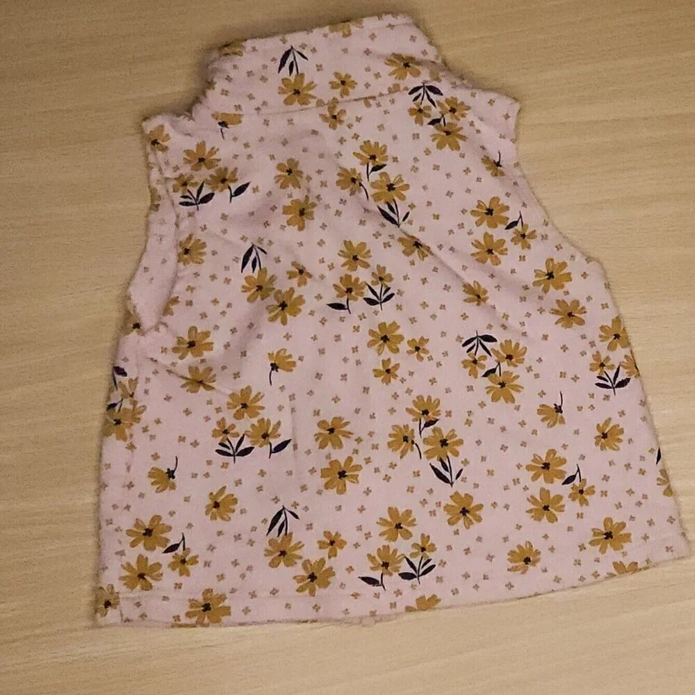 Carter's Infant Girls Pink Floral Sweatshirt Vest 9 Months